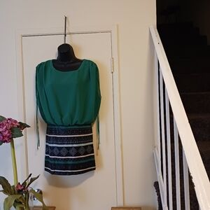 ONLY EDGE MINI DRESS sz small asymmetrical  neckline tight short dress EURO